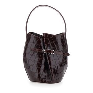 Liffner Women Bordeaux Bucket Bag With Adjustable Belt In Leather For Women